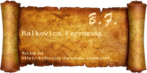 Balkovics Fernanda névjegykártya